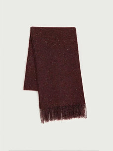 Reddish-brown Firelady Fur shimmer Merino wool and cashmere fringe scarf