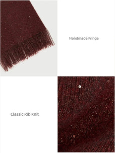 Firelady Fur shimmer scarf handmade fringe and classic rib knit details