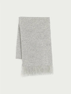 Firelady Fur grey shimmer Merino wool and cashmere fringe scarf for women