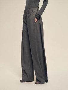 Firelady Fur Textured Fine Wool Four - Button Wide - Leg Trousers"Urban Film ” - variant_title