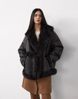 Firelady Fur Toscana Shearling Coat | Asymmetric Oversized Fur Leather Jacket "Oppenheimer"