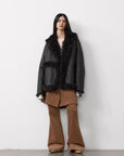 Firelady Fur Toscana Shearling Coat | Asymmetric Oversized Fur Leather Jacket "Oppenheimer"