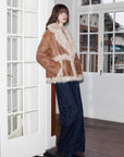 Firelady Fur Toscana Shearling Coat | Asymmetric Oversized Fur Leather Jacket "Oppenheimer"