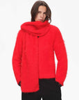 Red alpaca wool scarf for women styled with a winter knit outfit