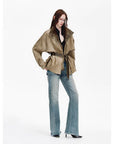 Firelady Fur Women's Belted Trench Coat - Drop Shoulder Short Jacket “Retro Traveler Style” - variant_title