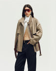 Firelady Fur Women's Belted Trench Coat - Drop Shoulder Short Jacket “Retro Traveler Style” - variant_title