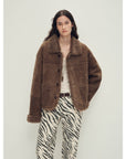Firelady Fur Women‘s Contrast - Collar Shearling Coat with Shaved Leather Trim & Merino Shearling - variant_title