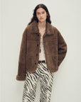 Firelady Fur Women‘s Contrast - Collar Shearling Coat with Shaved Leather Trim & Merino Shearling - variant_title
