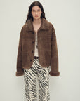 Firelady Fur Women‘s Contrast - Collar Shearling Coat with Shaved Leather Trim & Merino Shearling - variant_title