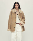 Firelady Fur Women‘s Contrast - Collar Shearling Coat with Shaved Leather Trim & Merino Shearling - variant_title