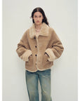 Firelady Fur Women‘s Contrast - Collar Shearling Coat with Shaved Leather Trim & Merino Shearling - variant_title