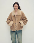Firelady Fur Women‘s Contrast - Collar Shearling Coat with Shaved Leather Trim & Merino Shearling - variant_title