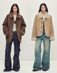 Firelady Fur Women‘s Contrast - Collar Shearling Coat with Shaved Leather Trim & Merino Shearling - variant_title