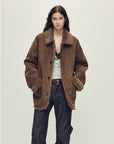Firelady Fur Women‘s Contrast - Collar Shearling Coat with Shaved Leather Trim & Merino Shearling - variant_title