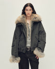 Firelady Fur Women‘s Cropped Fur Parka with Raccoon Fur Trim & 90% Goose Down | Multi - Pocket Utility Style “Nordic Woods” - variant_title