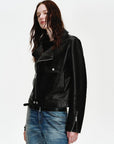 Firelady Fur Women’s Cropped Lambskin Leather Moto Jacket – Soft, Lightweight FitFirelady Fur