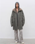 Firelady Fur Women's Denim Down Parka with Detachable Hood & 90% Goose Down - Workwear Style "Cool Denim Fabric" - variant_title