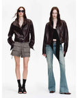 Firelady Fur Women's Double - Breasted Waxed Sheepskin Leather Jacket - Biker Style Short Coat with Belt "Heartbeat Radio" - variant_title