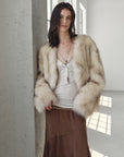 Firelady Fur Women‘s Fox Fur Coat with Hand - Sprayed Ombré Finish | Saga Furs, V - Neck Design"Gone with the Wind" - variant_title