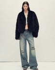 Firelady Fur Women‘s Fox Fur Coat with Hand - Sprayed Ombré Finish | Saga Furs, V - Neck Design"Gone with the Wind" - variant_title