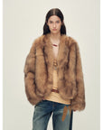 Firelady Fur Women‘s Fox Fur Coat with Hand - Sprayed Ombré Finish | Saga Furs, V - Neck Design"Gone with the Wind" - variant_title
