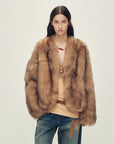 Firelady Fur Women‘s Fox Fur Coat with Hand - Sprayed Ombré Finish | Saga Furs, V - Neck Design"Gone with the Wind" - variant_title
