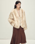 Firelady Fur Women‘s Fox Fur Coat with Hand - Sprayed Ombré Finish | Saga Furs, V - Neck Design"Gone with the Wind" - variant_title