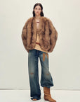 Firelady Fur Women‘s Fox Fur Coat with Hand - Sprayed Ombré Finish | Saga Furs, V - Neck Design"Gone with the Wind" - variant_title