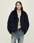 Firelady Fur Women‘s Fox Fur Coat with Hand - Sprayed Ombré Finish | Saga Furs, V - Neck Design"Gone with the Wind" - variant_title