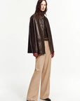 Firelady Fur Women‘s Leather Biker Jacket in British Imported Vintage Waxed Lambskin “Heartland Echo”Firelady Fur
