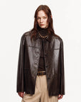 Firelady Fur Women‘s Leather Biker Jacket in British Imported Vintage Waxed Lambskin “Heartland Echo”Firelady Fur