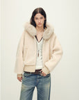 Firelady Fur Women's Merino Shearling Coat | Layered Patch - Dyed Raccoon Fur Collar“Hokkaido Melody” - variant_title