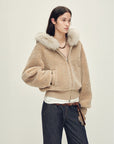 Firelady Fur Women's Merino Shearling Coat | Layered Patch - Dyed Raccoon Fur Collar“Hokkaido Melody” - variant_title