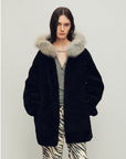 Firelady Fur Women's Merino Shearling Coat | Layered Patch - Dyed Raccoon Fur Collar“Hokkaido Melody” - variant_title