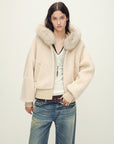 Firelady Fur Women's Merino Shearling Coat | Layered Patch - Dyed Raccoon Fur Collar“Hokkaido Melody” - variant_title
