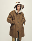 Firelady Fur Women’s Merino Sheepskin Parka with Fur Hood – Real Fur Cow Print Coat"Wild Heartbeat" - variant_title