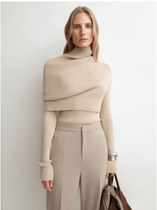 Firelady Fur Women's Merino Wool Turtleneck Sweater with Detachable Shawl – 2 - Piece Knit Set "Elegant Layers" - variant_title