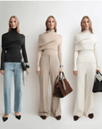 Firelady Fur Women's Merino Wool Turtleneck Sweater with Detachable Shawl – 2 - Piece Knit Set "Elegant Layers" - variant_title