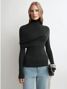 Firelady Fur Women's Merino Wool Turtleneck Sweater with Detachable Shawl – 2 - Piece Knit Set "Elegant Layers" - variant_title