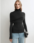 Firelady Fur Women's Merino Wool Turtleneck Sweater with Detachable Shawl – 2 - Piece Knit Set "Elegant Layers" - variant_title