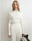 Firelady Fur Women's Merino Wool Turtleneck Sweater with Detachable Shawl – 2 - Piece Knit Set "Elegant Layers" - variant_title