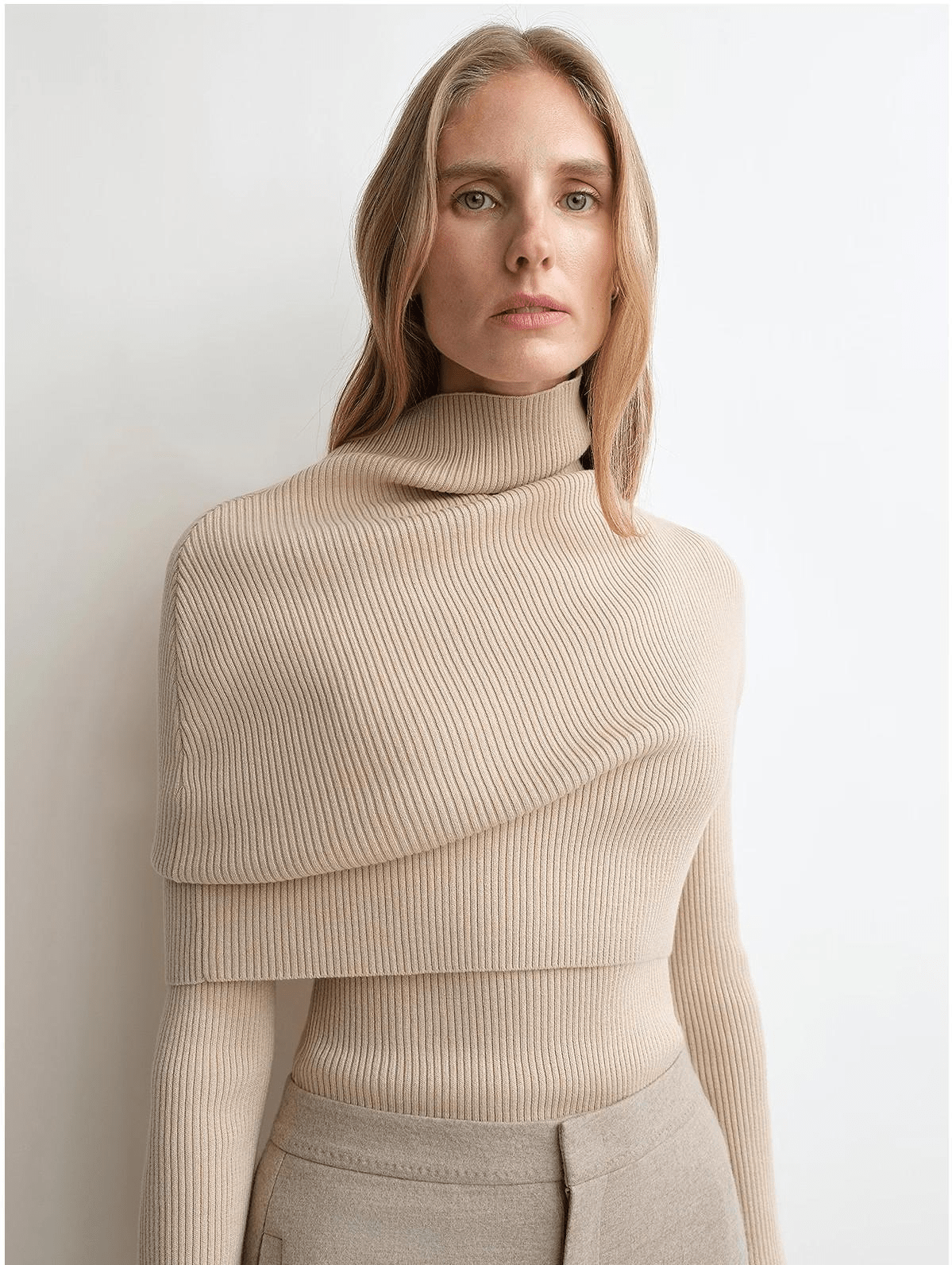 Firelady Fur Women's Merino Wool Turtleneck Sweater with Detachable Shawl – 2 - Piece Knit Set "Elegant Layers" - variant_title