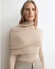 Firelady Fur Women's Merino Wool Turtleneck Sweater with Detachable Shawl – 2 - Piece Knit Set "Elegant Layers" - variant_title