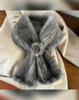 Firelady Fur women's coffee mink flower scarf product view