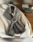 Firelady Fur women's silver gray mink flower scarf product view
