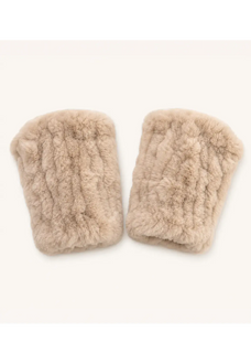 Firelady Fur milk tea Rex rabbit fur fingerless gloves for women