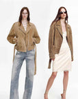Firelady Fur Women's Sheepskin Moto Jacket 'Modern Times' - Trendy Biker Coa
