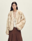 Firelady Fur Women‘s Short Fox Fur Coat | SagaFurs Crown - Grade Ombré Dyed Collar“Chic Sister” - variant_title
