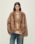Firelady Fur Women‘s Short Fox Fur Coat | SagaFurs Crown - Grade Ombré Dyed Collar“Chic Sister” - variant_title