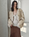 Firelady Fur Women‘s Short Fox Fur Coat | SagaFurs Crown - Grade Ombré Dyed Collar“Chic Sister” - variant_title